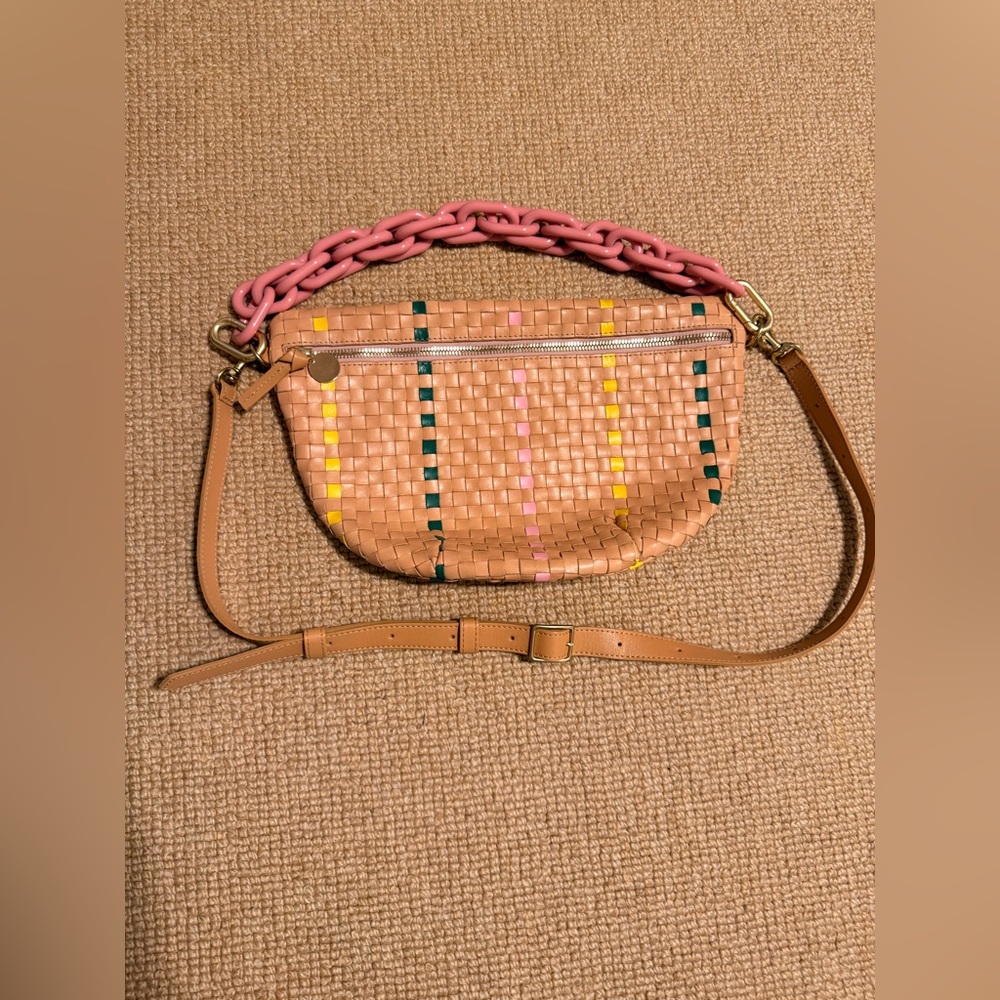 Clare V Grande Fanny in Bisque Check sold with detachable pink chain strap - Picture 15 of 16